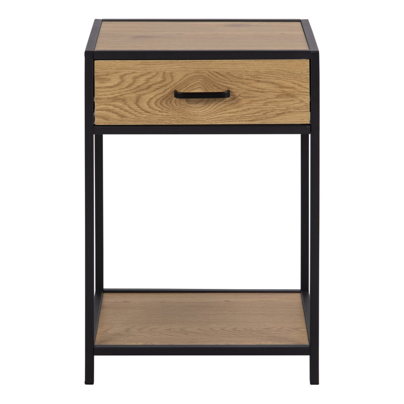 Alexzandra 42cm W Plywood / Laminate Board Bedside Table, Black/Brown