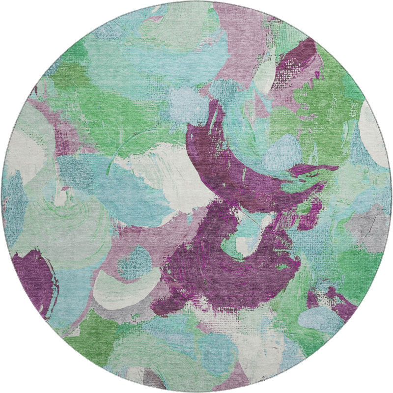 Premium Machine Washable Mouton Abstract Rug, Round 8'