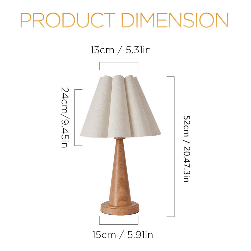 Ampoule de table de chevet moderne et simple avec base en bois et métal avec ampoule E26 pour le salon de la chambre à coucher (ampoule non incluse)