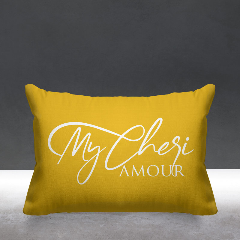 Housse et insert de coussin rectangulaire Aspire Cheri Amour, Jaune