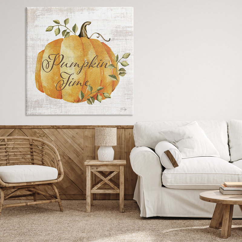 «Pumpkin Time over Rustic Canvas», design par Yass Naffas Designs, H 36 po x l 36 po