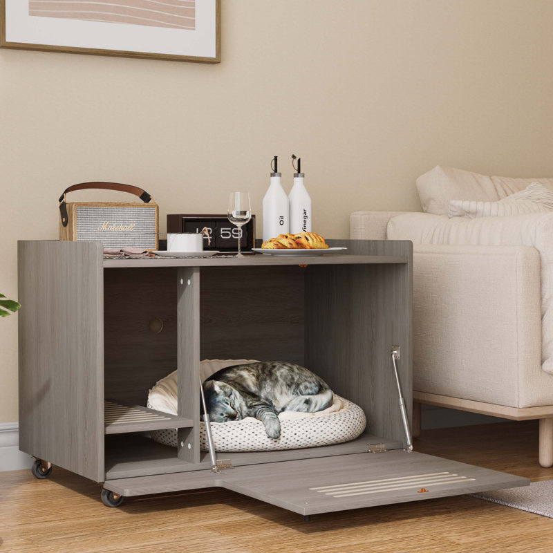 Gray Cat Litter Box Enclosure