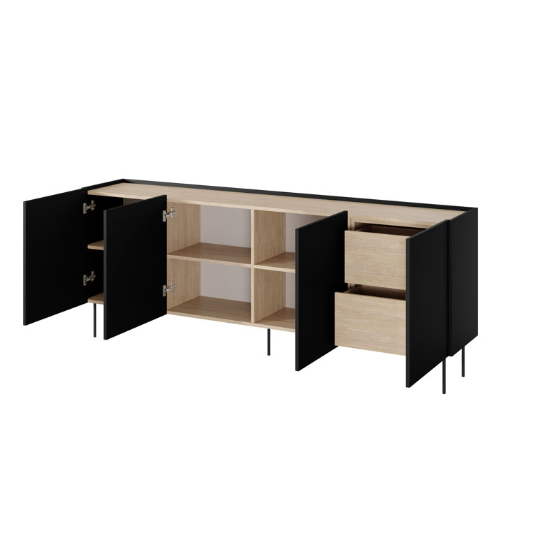 Caparro 220 Cm Wide 2 Drawer Sideboard, Black