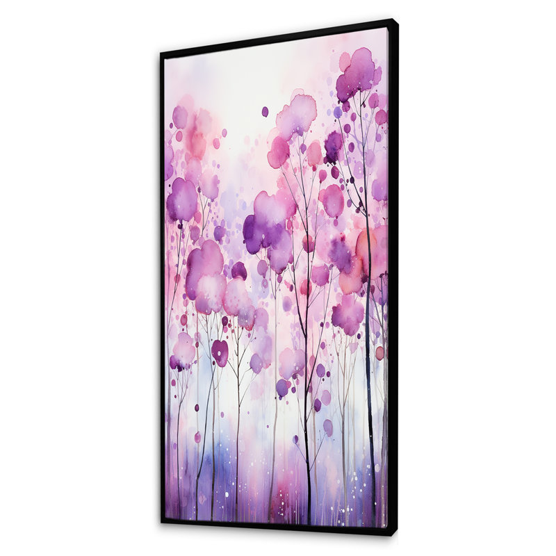 Explosion de fleurs de bohème mauve, Cadre flottant noir, H 60 po x l 28 po x P 1,5 po