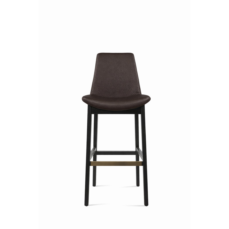 Eiffel Wood Stool, Brown/Faux Leather, Counter Stool  (24” Seat Height)