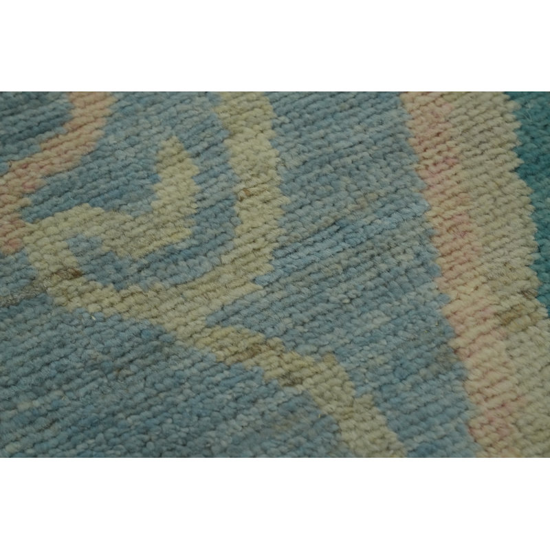 Tapis bleu teint à la main Oushak