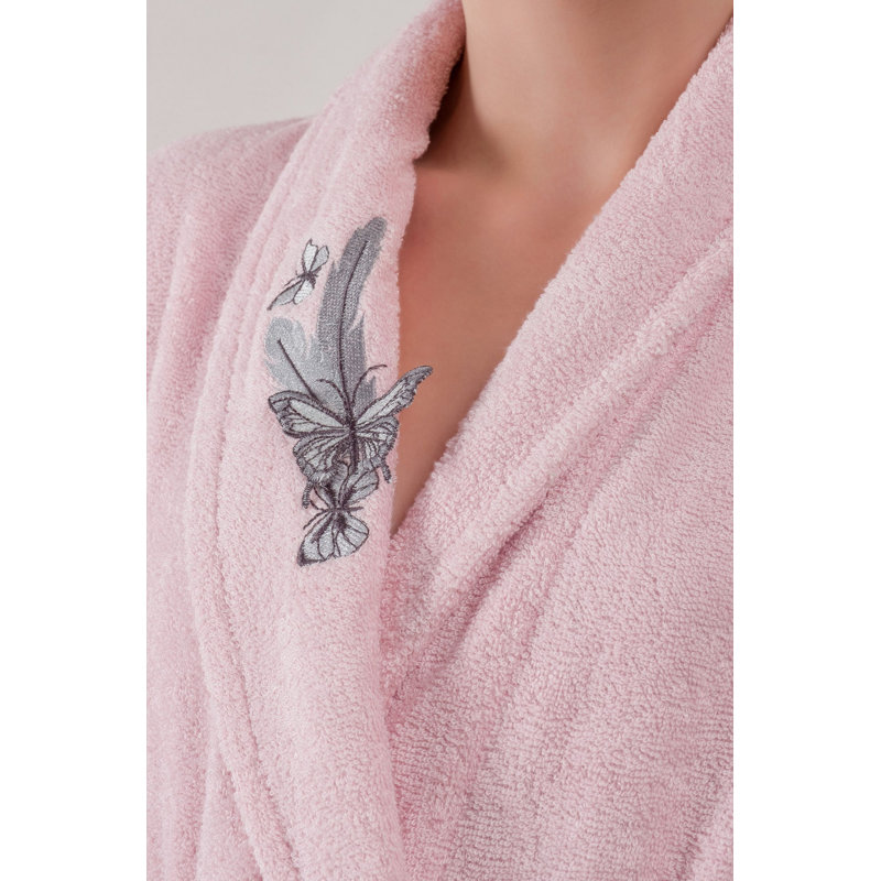 Leong Cotton Blend Above Knee Bathrobe with Pockets