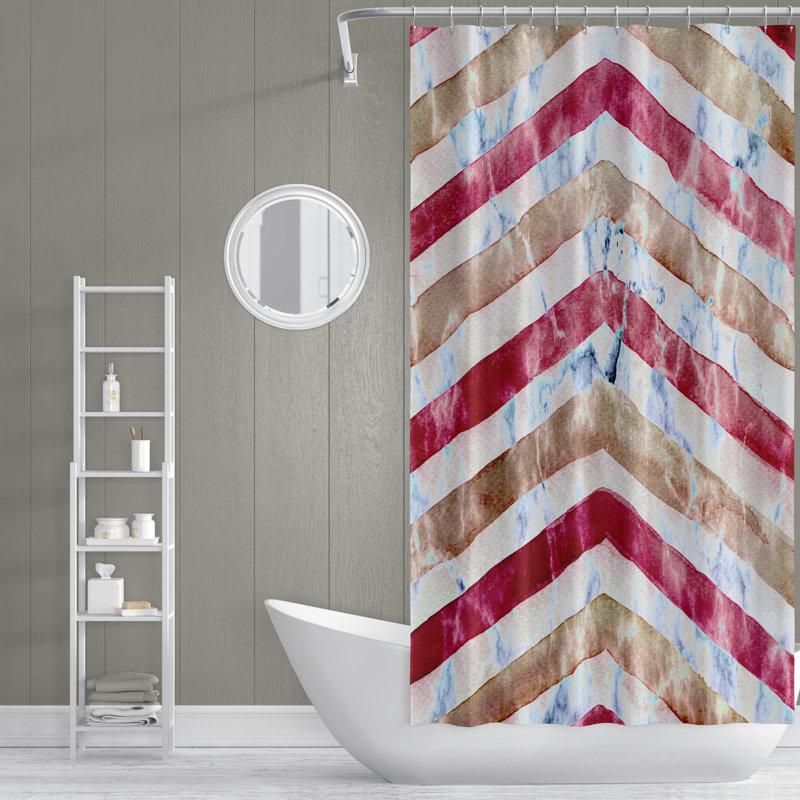 Rideau de douche simple à chevrons, H 72 po x l 70 po