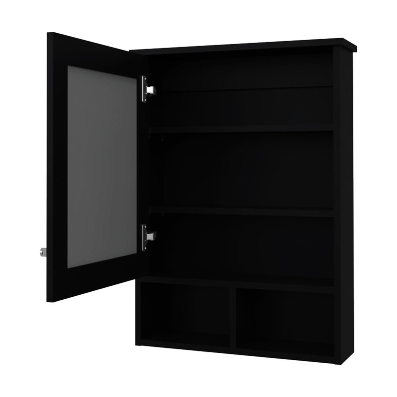 Élégante armoire de salle de bain noire avec porte miroir - Keep Your Meds In, 29 po x 20,9 po x 6,6 po, 5 tablettes et plus, design moderne et élégant pour les produits de soins de la peau et de salle de bain