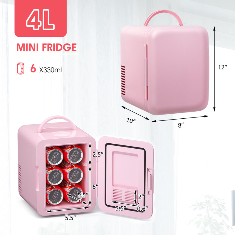0,14 pi³ Topbuy Mini réfrigérateur de comptoir, Rose