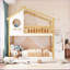Lit simple sur lit simple Pinewood & amp; Lit superposé en bois composite avec rangement et amp; Garde-corps naturel + blanc chambre de jeune