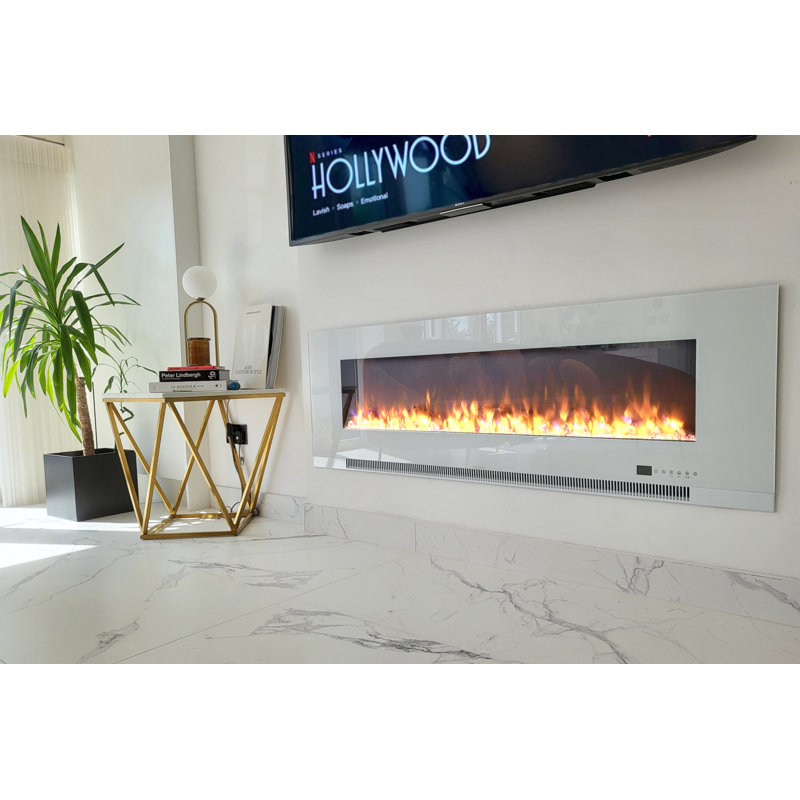 Aurora Ivy Bronx Electric Fireplace with 1500 BTU, 52cm H x 152.4cm W x 11.9cm D, White