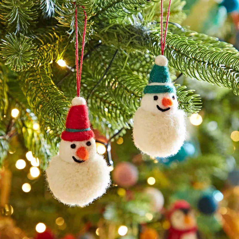 8cm Handmade Wool / Felt Hanging Figurine Ornament, Red
