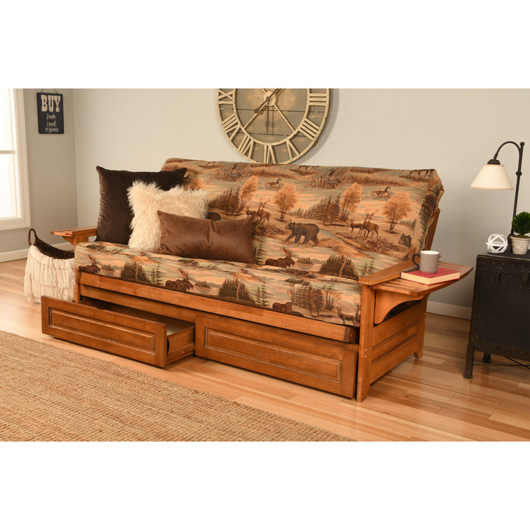 Johnte Full 80" Futon Frame and Mattress with Drawer set