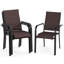 Ensemble de 4 chaises d'extérieur empilables avec cadre en métal et dossier café-812491819