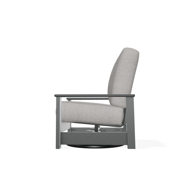 Leeward Marine Grade Polymer Deep Seating Cushion Swivel Hidden Rocker, Graphite, Rain Graystone