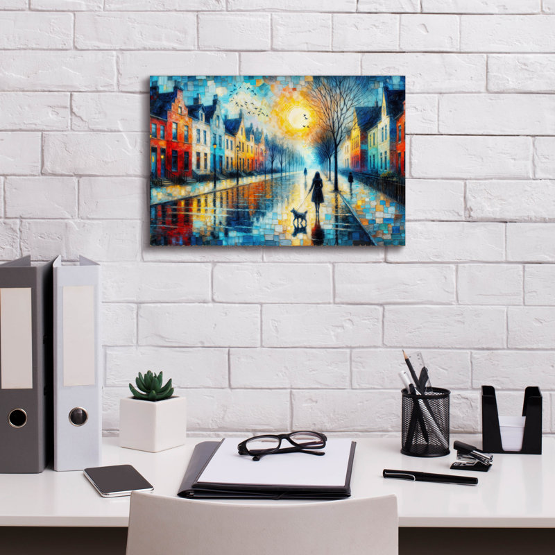 «Steet Scene 3» par Rey Klimt, art mural sur toile, H 12 po x l 18 po x P 0,75 po