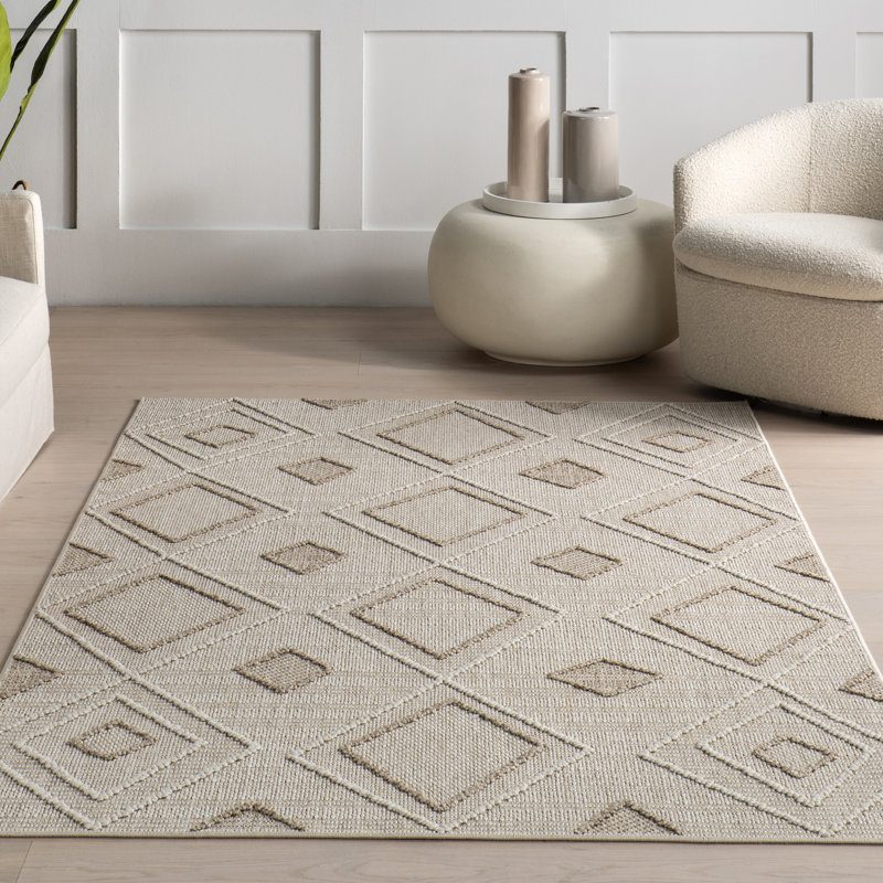 Maline Geometric Indoor/Outdoor Area Rug, Rectangle 4' x 6'