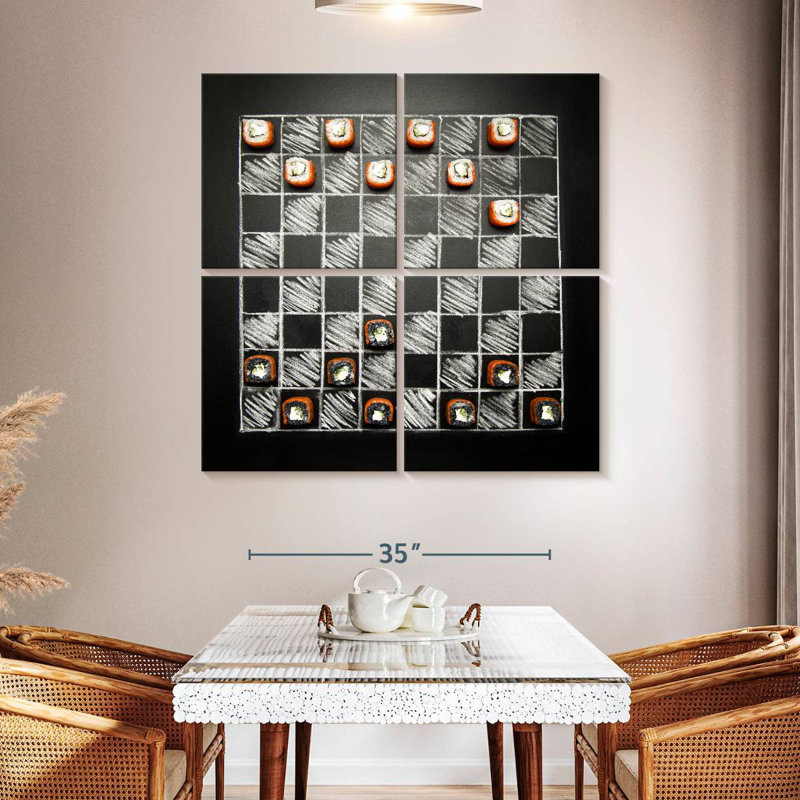 Senne Chalkboard Chess With Sushi, 45" H x 45" W