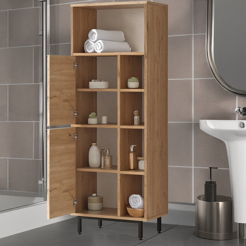Armoire de salle de bain autoportante, Noyer