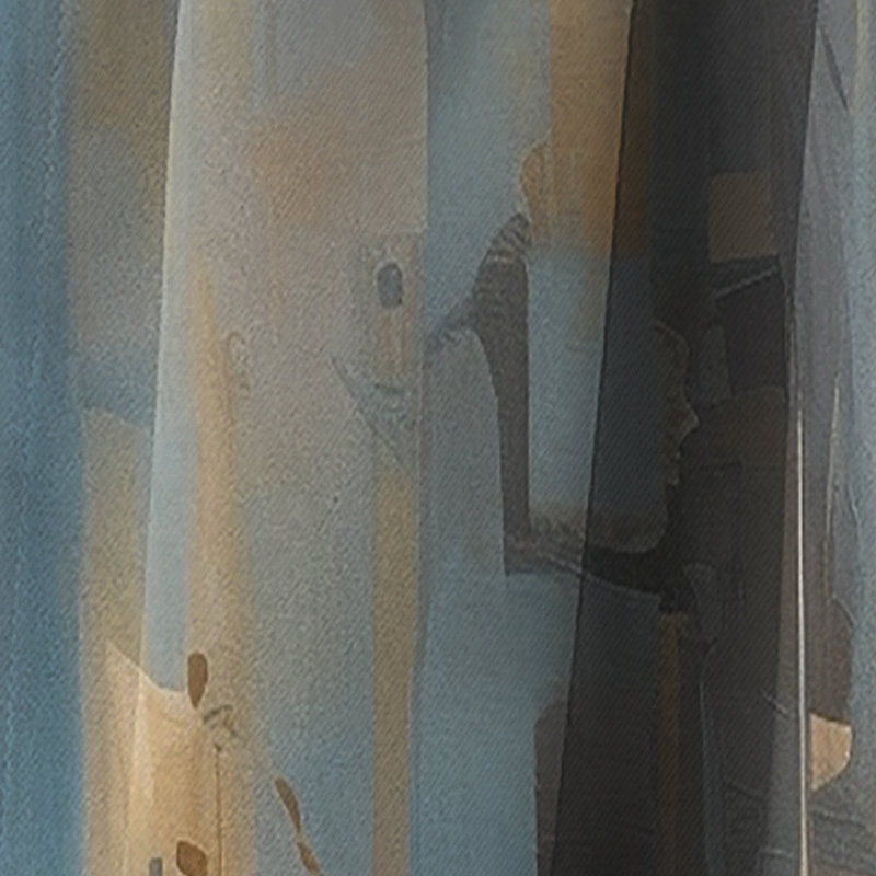 Orange Blue Geometric Blend - Minimalism Curtain - Blackout Abstract Curtain - 1 Panels, 52" W x 108" L