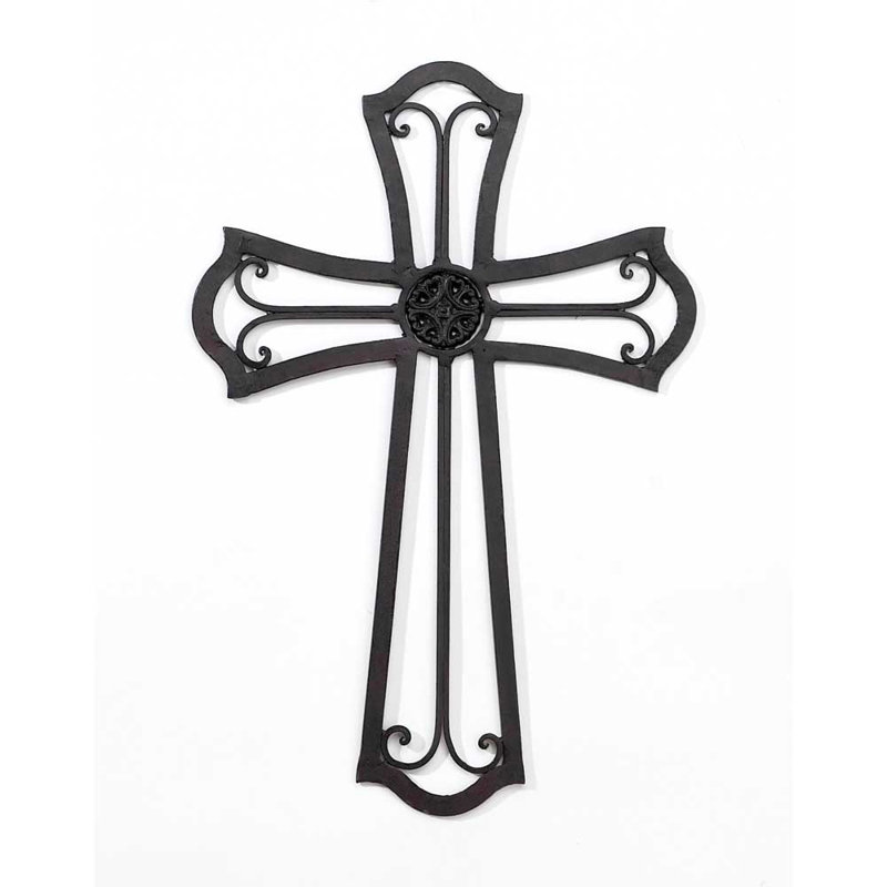 Black Metal Medallion Openwork Decorative Wall Cross