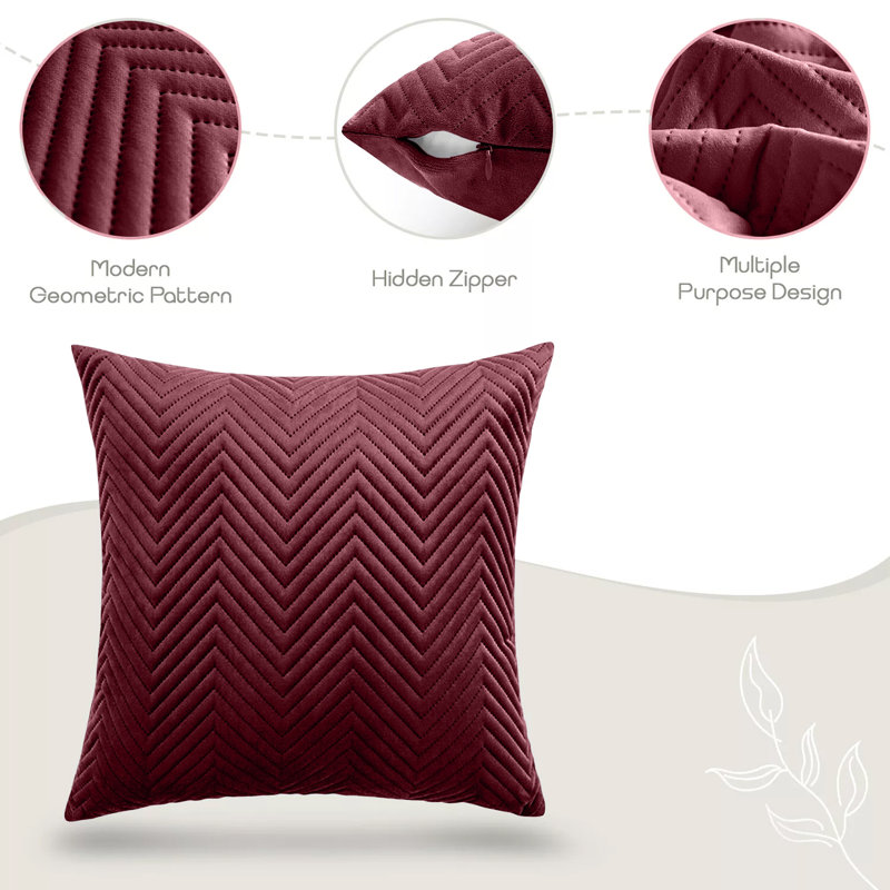 Chevron Square Cushion Pad, Burgundy