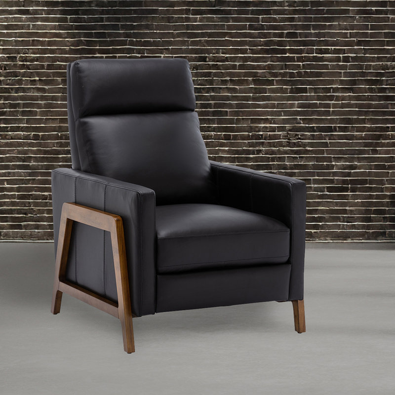 Richland Leather Push Back Recliner - Black