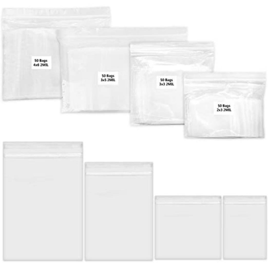 Rebrilliant 200 Pack 2 Mil Thick PP Bags For Jewelry, 4 Assorted Sizes ...