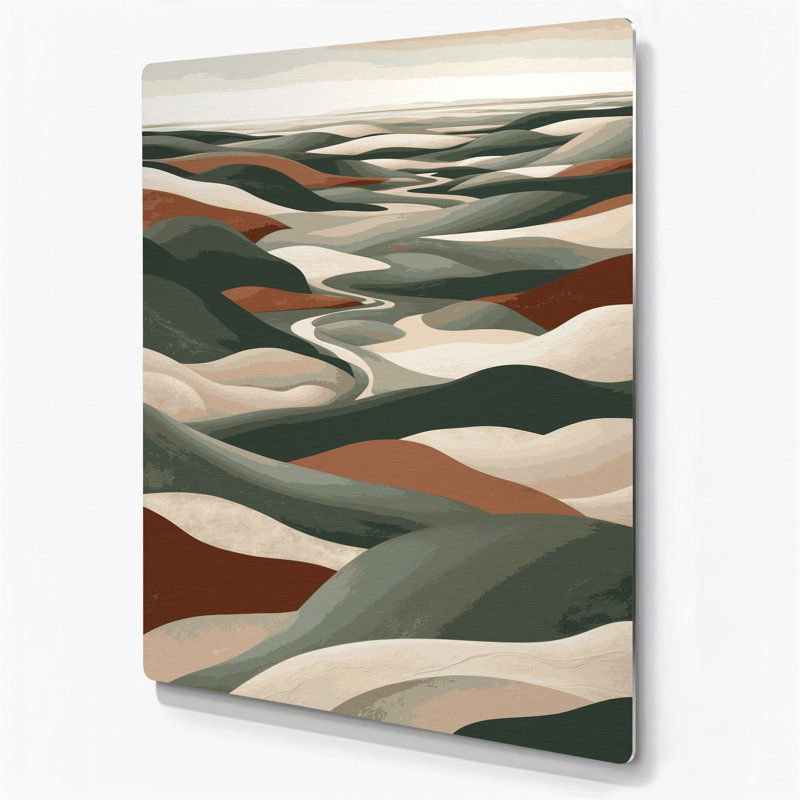 Art mural abstrait en métal beige 97, H 11 po x l 14 po