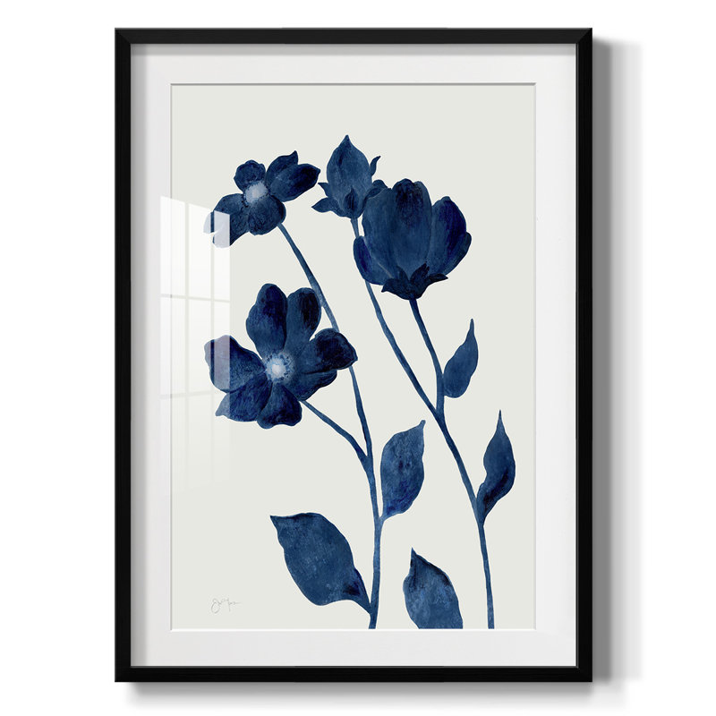 Indigo Bloom I - impression encadrée, H 28,5 po x l 20,5 po, Noir