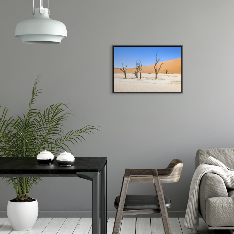 «Namibian Skeleton Trees III» par Richard Silver - photographie à cadre flottant sur toile, H 37,75 po x l 55,75 po