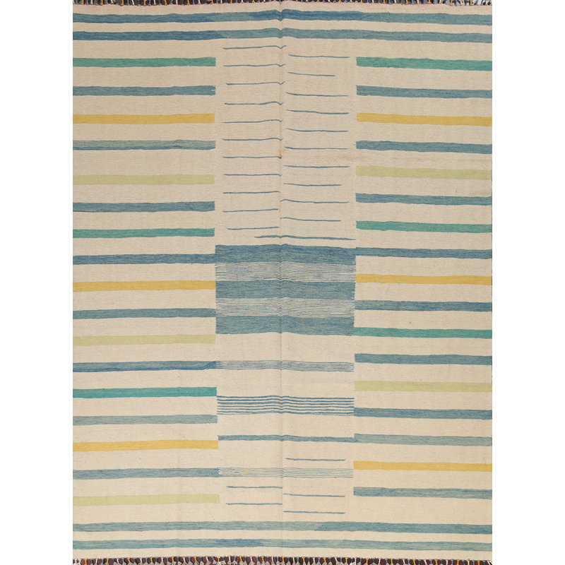 Handmade Handwoven Wool Beige Area Rug