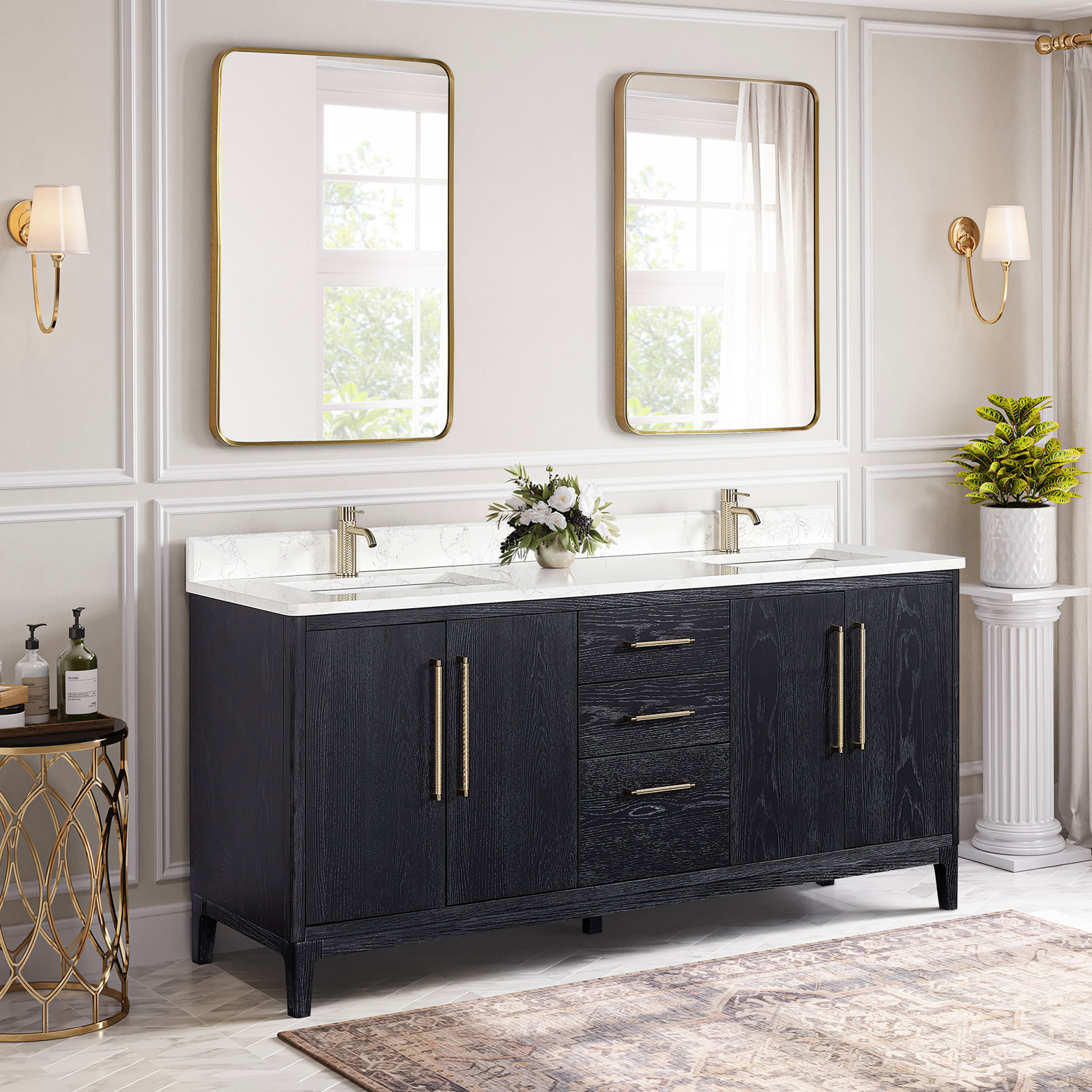 Langosta 72" Double Bathroom Vanity, Fir Wood Black