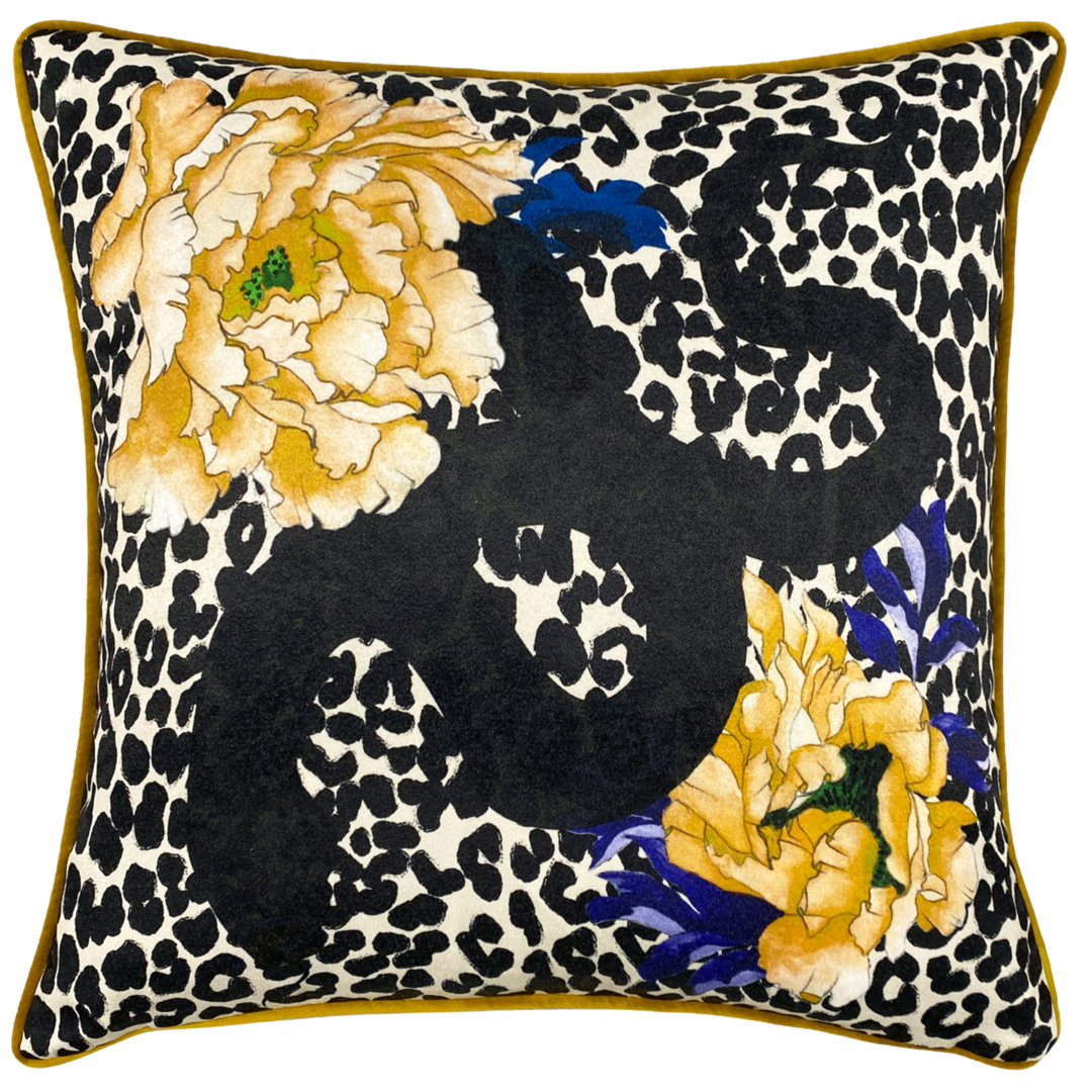 Furn. Serpentine Polyester Filled Cushion, Polyester, Pink/Charcoal
