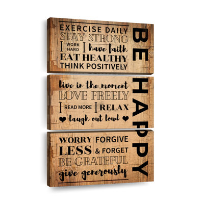 " How To Be Happy Quote " 3 - Pieces