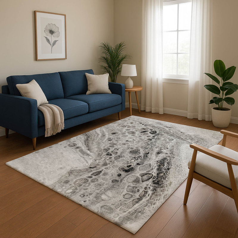 Tapis abstrait lavable à la machine de qualité supérieure Mayfield AMF1934, Rectangle 2 pi 6 po x 3 pi 10 po