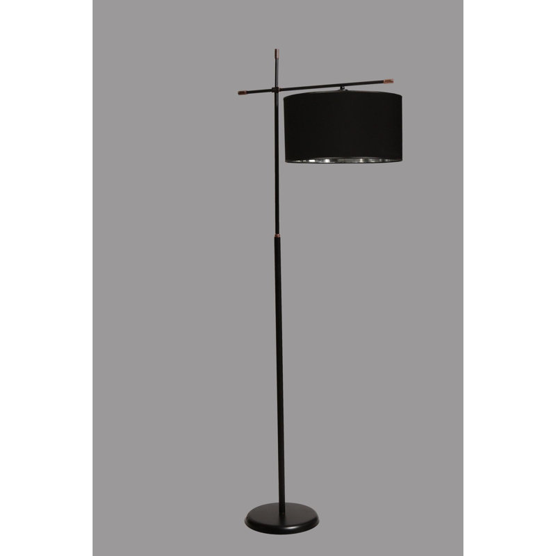 Luro Modern Floor Lamp with Metal Body, Black & Chrome Finish, 67.0 in Height | 17.7 in Diameter Shade | E27 Socket, Max 60W | Stylish On/Off Switch on Cable, Durable Electrostatic Oven Dried Paint | Perfect for Living Room & Bedroom