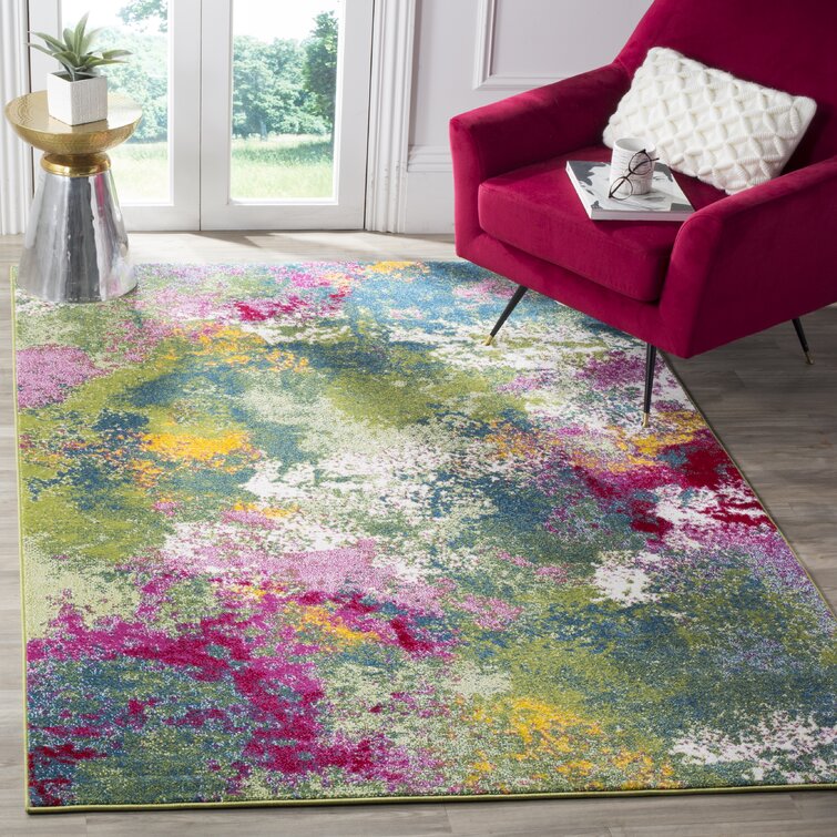 Sharber Abstract Green/Pink Area Rug