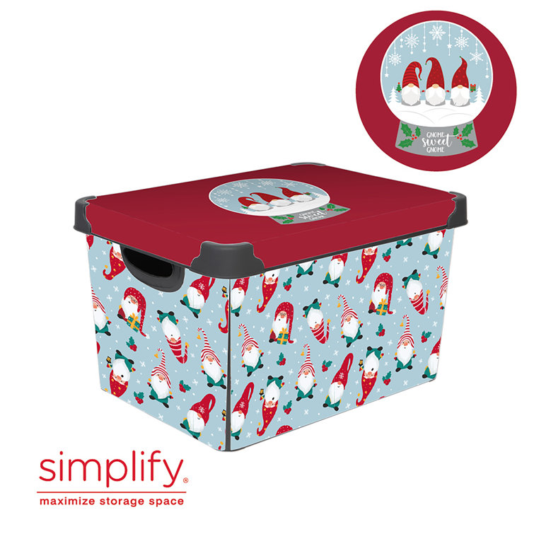 Simplify Happy Christmas Design Polypropylene Storage Tote Bin in