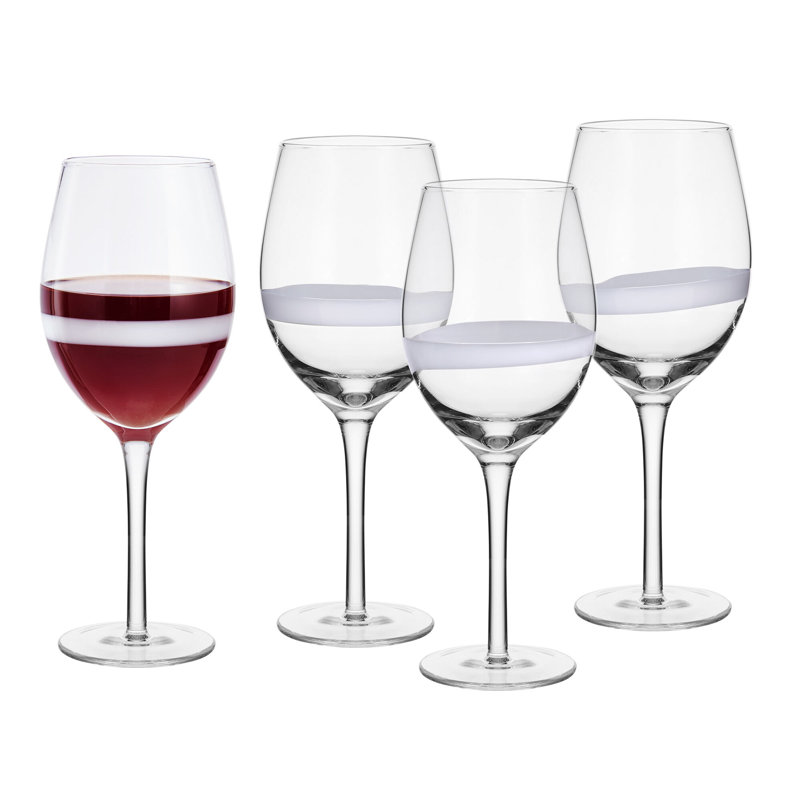 Fitz and Floyd Everyday White Organic Band Red Wine Glasses
