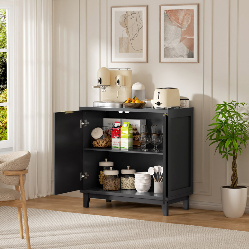 Armoire de rangement multifonctionnelle à 2 portes, H 31,5 po x l 31,5 po x P 15,7 po, Noir / or