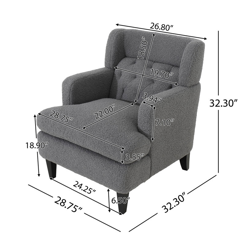 Chaise d'appoint rembourrée Charvae, Gris Teddy incorrect
