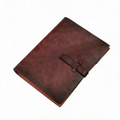 Retro Classic Cowhide A5 Refillable Leather Journal, Reusable Leather Binder Notebook with Card Slots & Pen Holder, Elegant Vintage Diary for Business Travel Gift