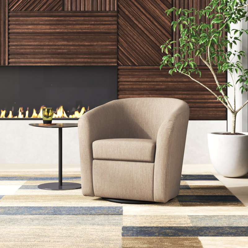 Fauteuil demi-tonneau pivotant en polyester 30,5 po Anrea, Rosé Hapden