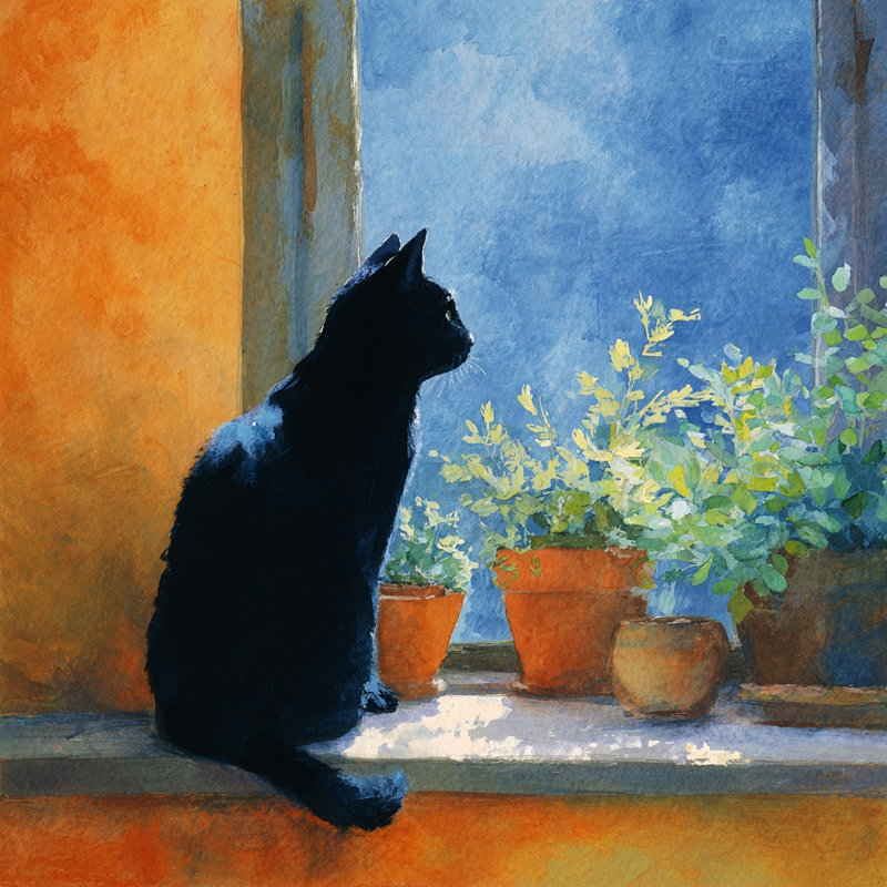 «Window Watcher», art mural sur toile tendue, L 40 po x H 40 po x P 1,5 po