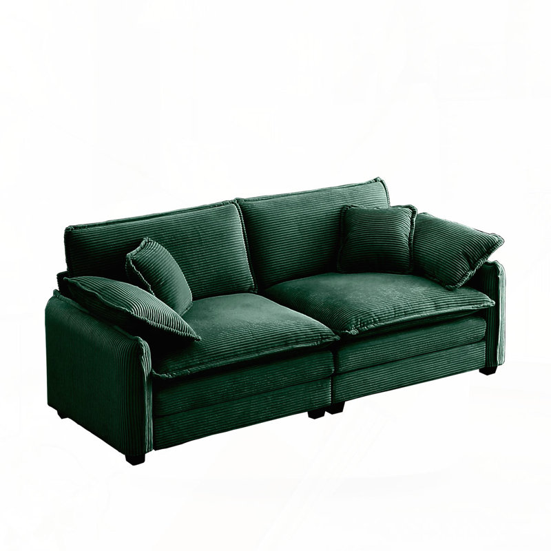 Upholstered Large Deep Seat 2 Seater Sofa, Green