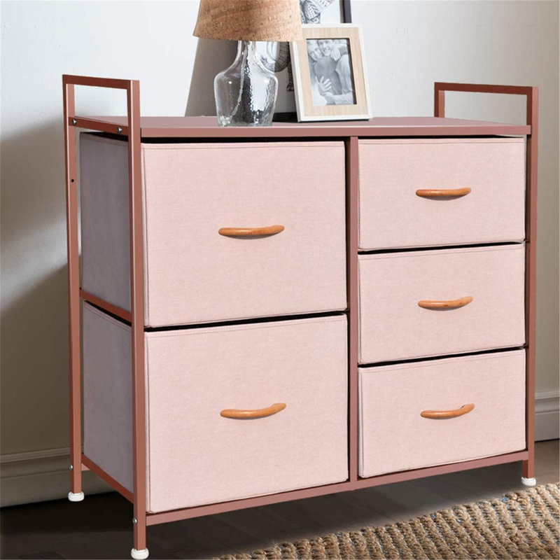 Joelton 32.7'' W 5 - Drawer Dresser, Rose Gold