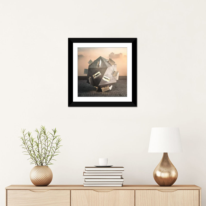 « matinée prizma », impression sur toile, H 16 po x l 16 po x P 1 po, Papier avec cadre noir, Blanc