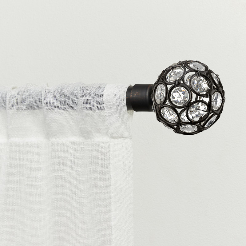 Oil Rubbed Bronze Curtain Rod with Crystal Finials, Adjustable 36"-72"